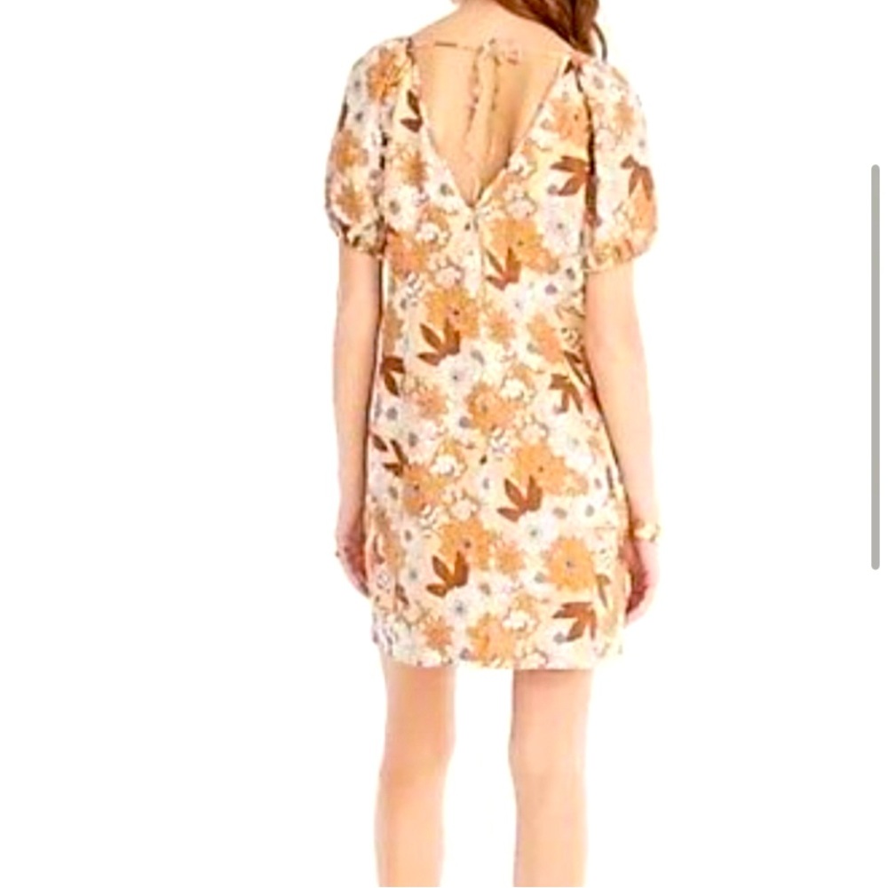 NWT Size 6TALL Floral Linen Button Front Puffed Sleeved Dress - Picture 2 of 8